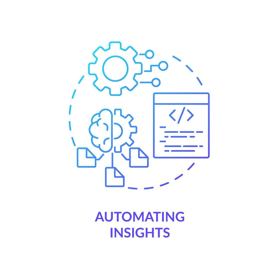 Automating insights blue gradient concept icon. Advanced analytics abstract idea thin line illustration. Machine learning algorithm. Isolated outline drawing. vector