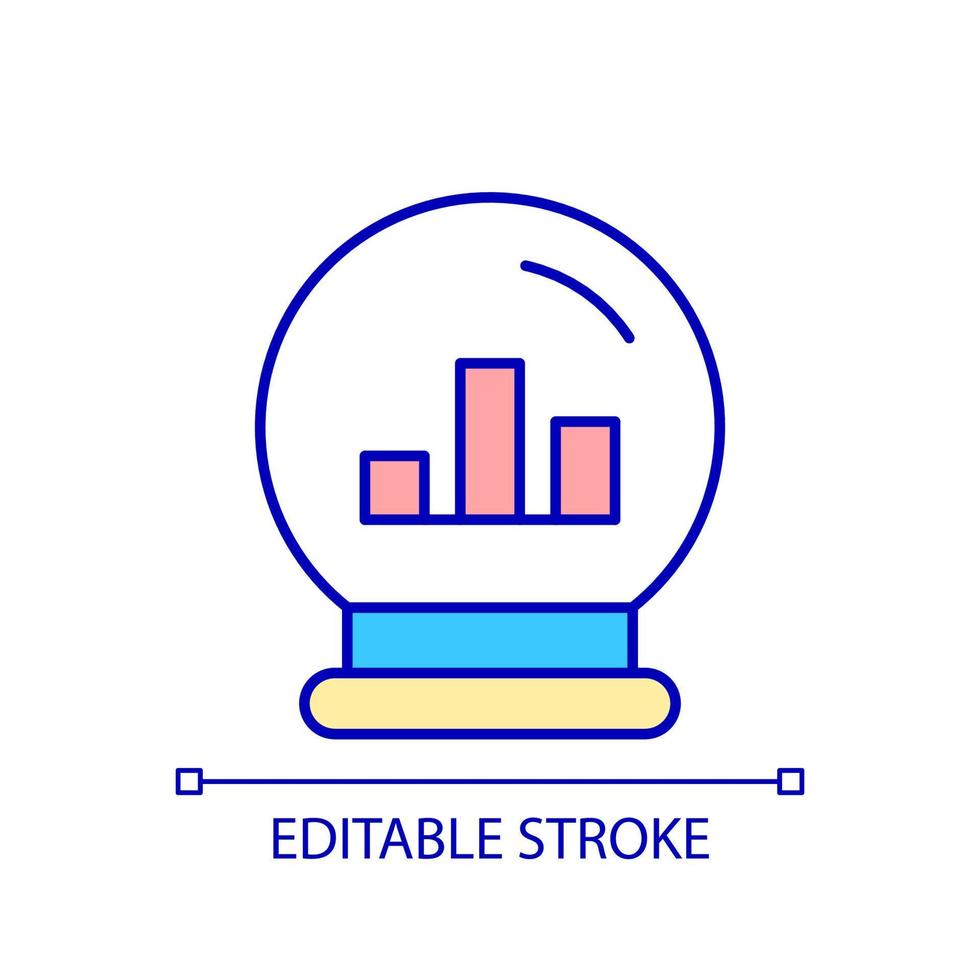 Predicting data analytics RGB color icon. Predictions about future outcomes. Forecast potential events. Isolated vector illustration. Simple filled line drawing. Editable stroke.