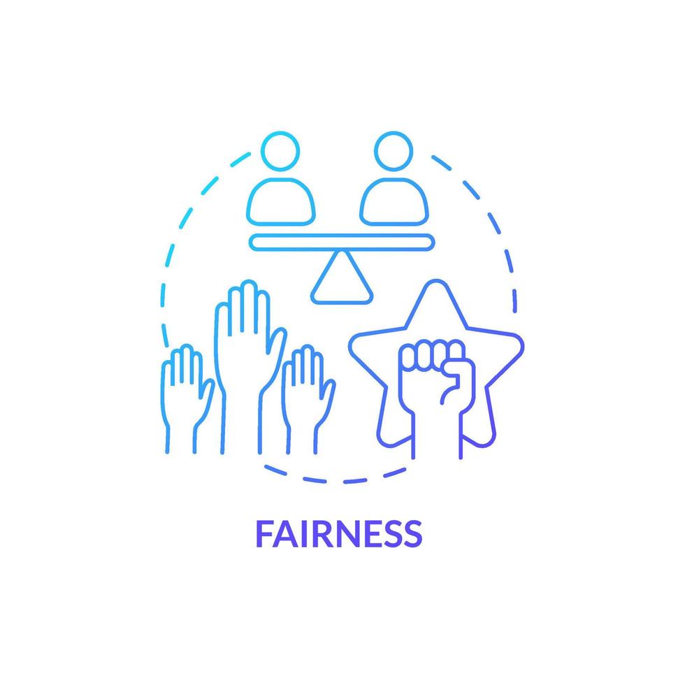 Fairness blue gradient concept icon. Organizational ethics element