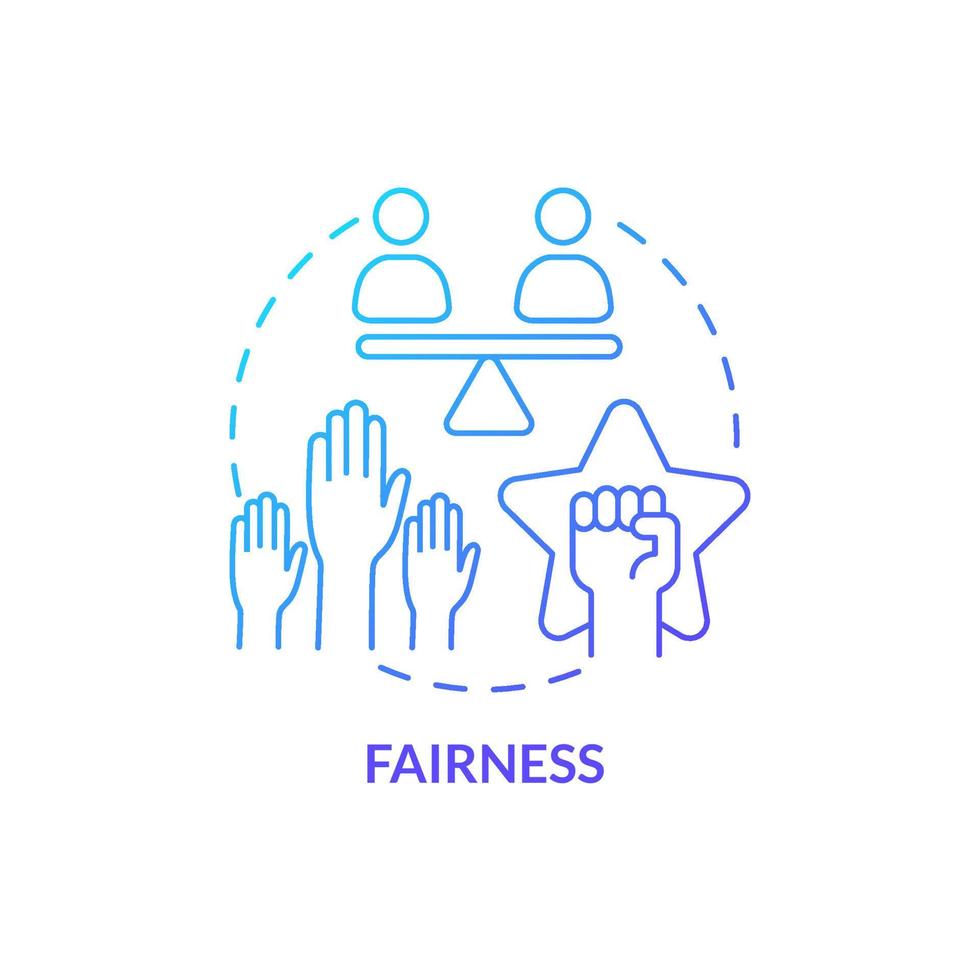 Fairness blue gradient concept icon. Organizational ethics element abstract idea thin line illustration. Justice and equality of access. Isolated outline drawing. vector