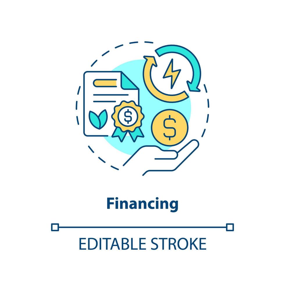 Financing concept icon. Attract private investment. Energy efficiency abstract idea thin line illustration. Isolated outline drawing. Editable stroke. vector