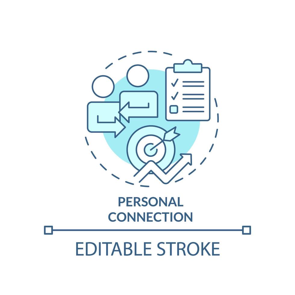 Personal connection turquoise concept icon. Team communication. Success factor abstract idea thin line illustration. Isolated outline drawing. Editable stroke. vector