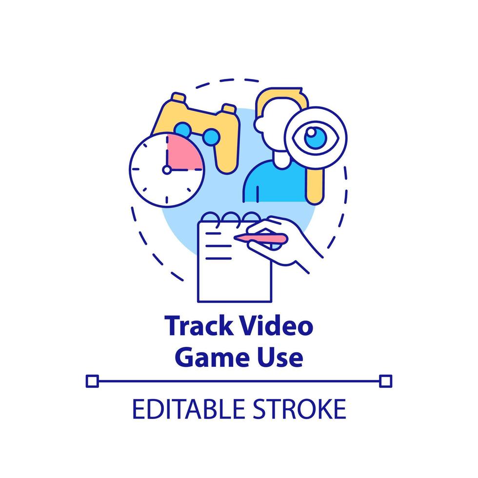 Track video game use concept icon. Time control. Coping with gaming  addiction abstract idea thin line illustration. Isolated outline drawing.  Editable stroke. 11415096 Vector Art at Vecteezy