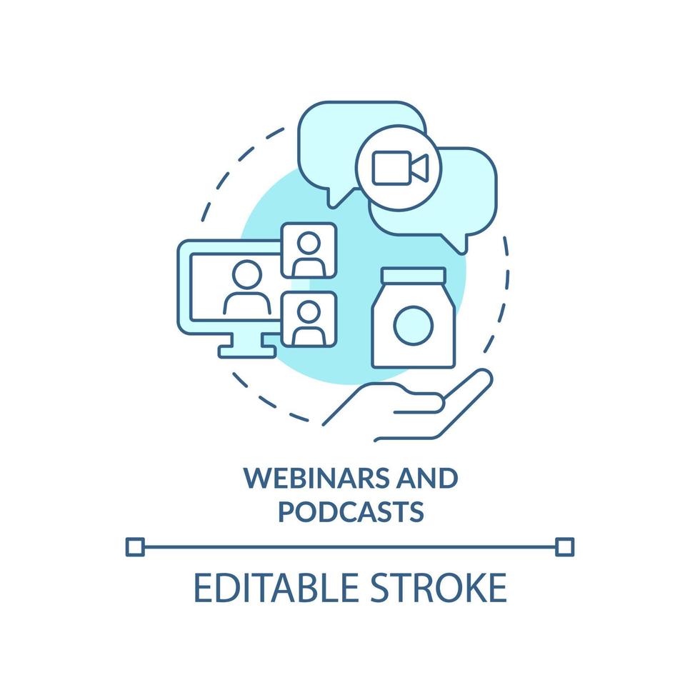 Webinars and podcasts turquoise concept icon. Sales trend abstract idea thin line illustration. Increasing profitability. Isolated outline drawing. Editable stroke. vector