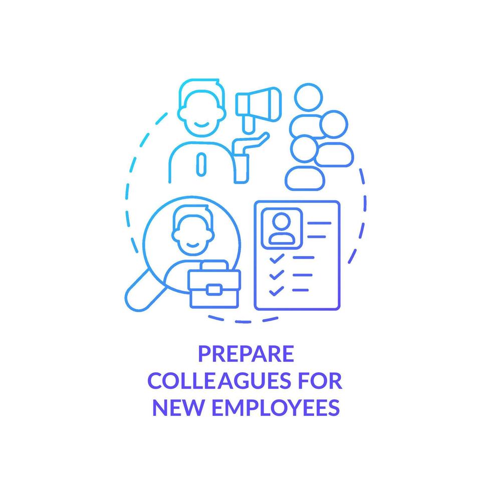 Prepare colleagues for new employees blue gradient concept icon. Developing onboarding process abstract idea thin line illustration. Isolated outline drawing. vector