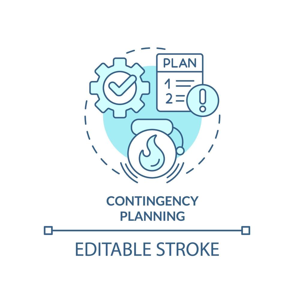 Contingency planning turquoise concept icon. Risk management. Business strategy type abstract idea thin line illustration. Isolated outline drawing. Editable stroke. vector