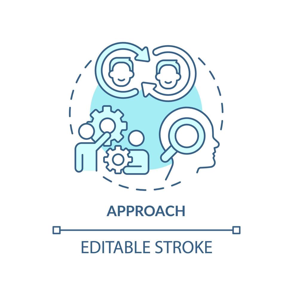 Approach turquoise concept icon. Sales process abstract idea thin line illustration. Seller attitude to selling products. Isolated outline drawing. Editable stroke. vector