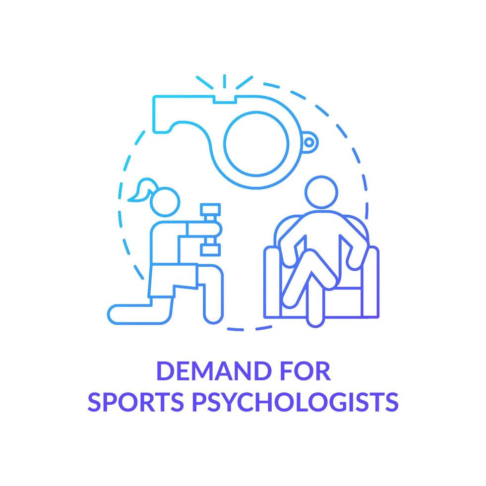 Demand for sports psychologist blue gradient concept icon. Athletes support. Trend in psychology abstract idea thin line illustration. Isolated outline drawing. vector