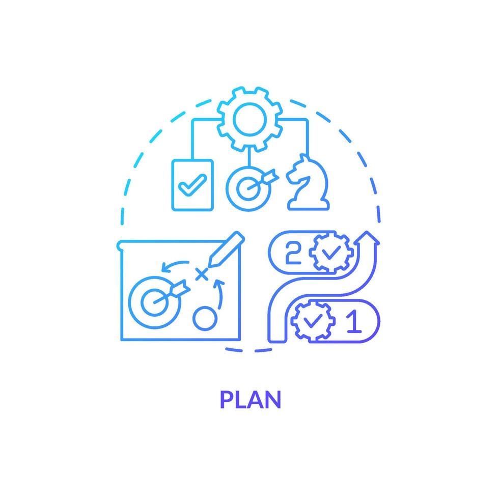 Plan blue gradient concept icon. Control processes. Business strategy. Component of supply chain management abstract idea thin line illustration. Isolated outline drawing. vector