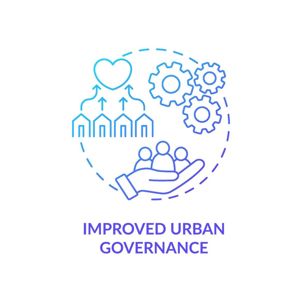 Improved urban governance blue gradient concept icon. Urban development principle abstract idea thin line illustration. Inclusiveness. Isolated outline drawing. vector