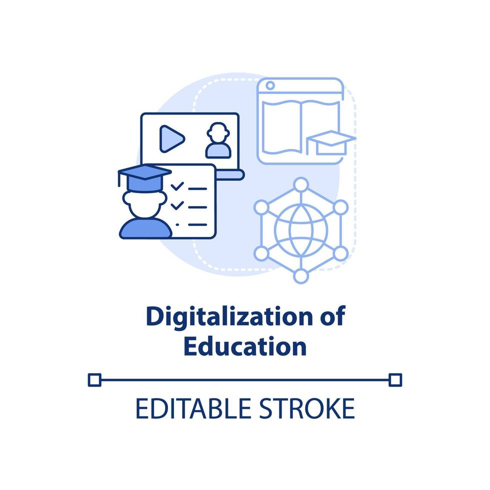 Digitalization of education light blue concept icon. Emerging skill in development abstract idea thin line illustration. Isolated outline drawing. Editable stroke. vector