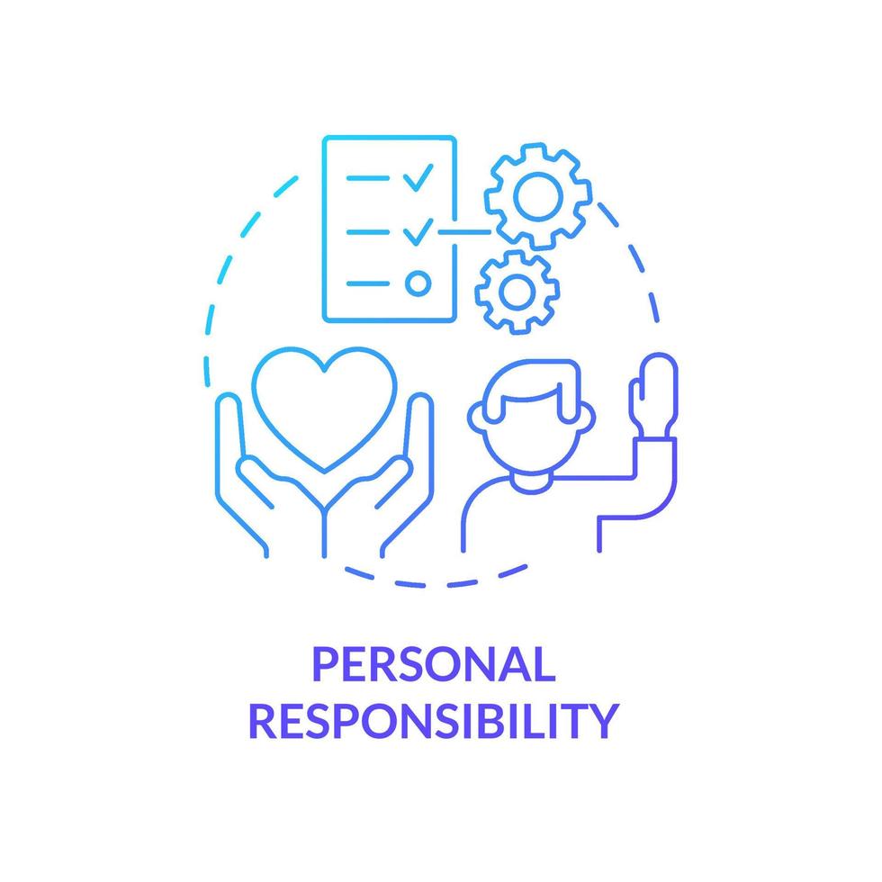 Personal responsibility blue gradient concept icon. Type of CSR abstract idea thin line illustration. Individual commitment. Achieve goals. Isolated outline drawing. vector