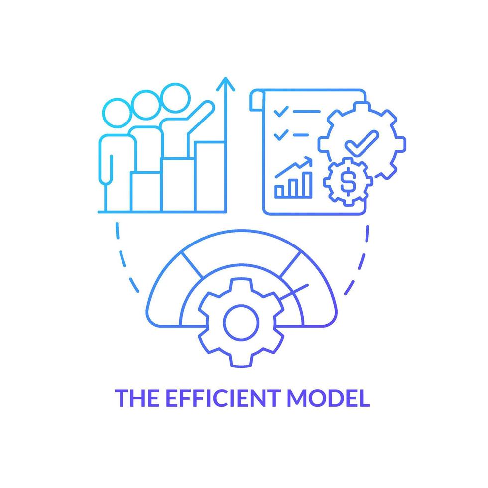 icono de concepto de gradiente azul de modelo eficiente. crecimiento de los beneficios empresariales. productividad. cadena de suministro tipo idea abstracta ilustración de línea delgada. dibujo de contorno aislado. vector