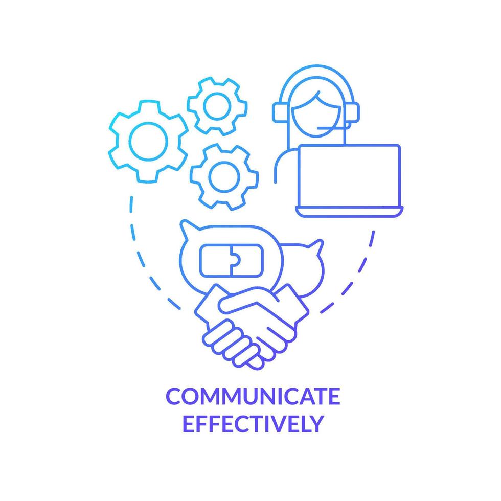 Communicate effectively blue gradient concept icon. Connection. Addressing covid impact on logistics abstract idea thin line illustration. Isolated outline drawing. vector