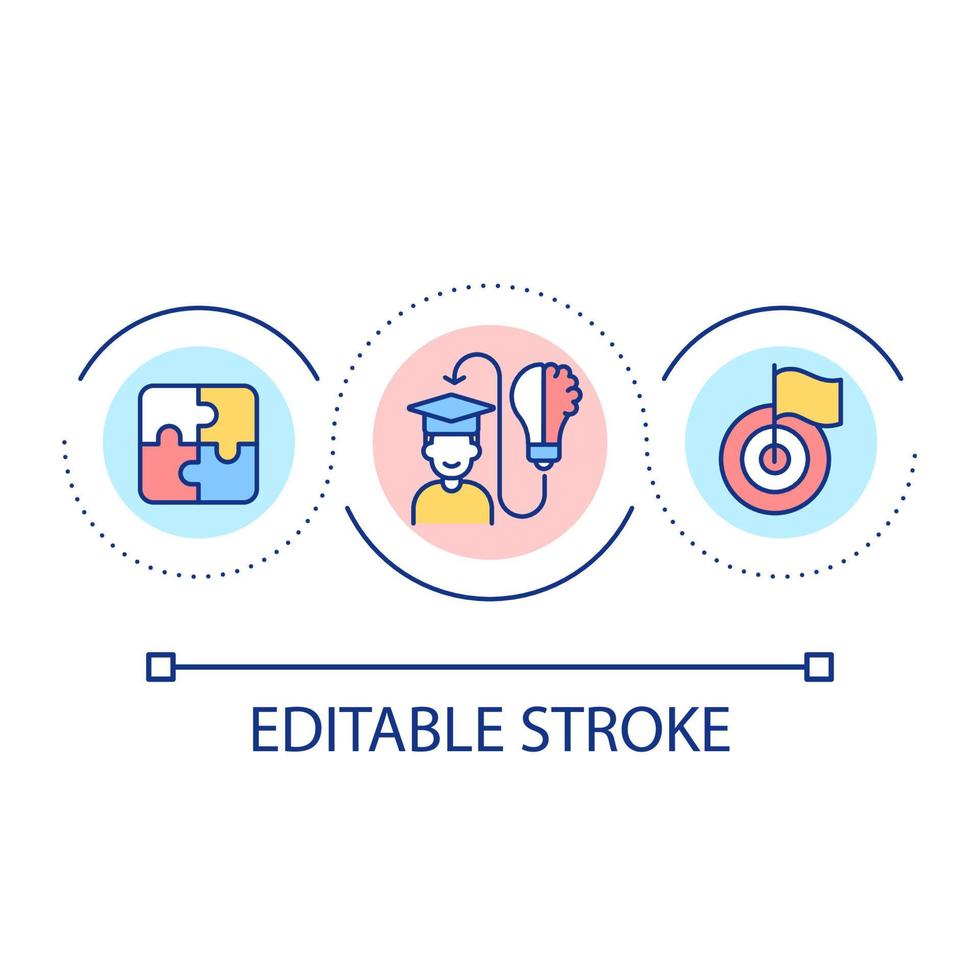 Educational psychology loop concept icon. Cognitive development abstract idea thin line illustration. Improve student achievement. Isolated outline drawing. Editable stroke. vector