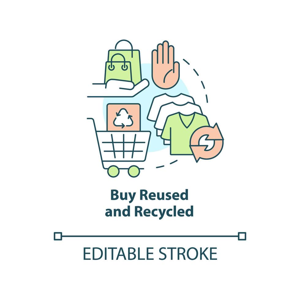 Buy reused and recycled concept icon. Zero waste business approach abstract idea thin line illustration. Prevent pollution. Isolated outline drawing. Editable stroke. vector