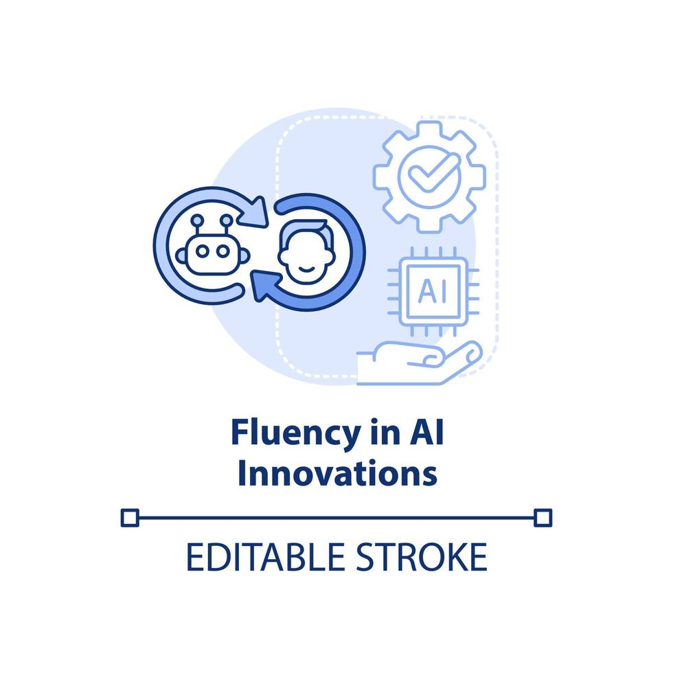 Fluency in AI innovations light blue concept icon. Trendy digital skill abstract idea thin line illustration. Isolated outline drawing. Editable stroke. vector