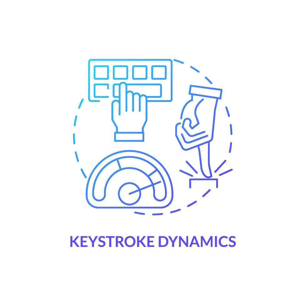 Keystroke dynamics blue gradient concept icon. Behavioural measurement abstract idea thin line illustration. Typing patterns analysis. Isolated outline drawing. vector