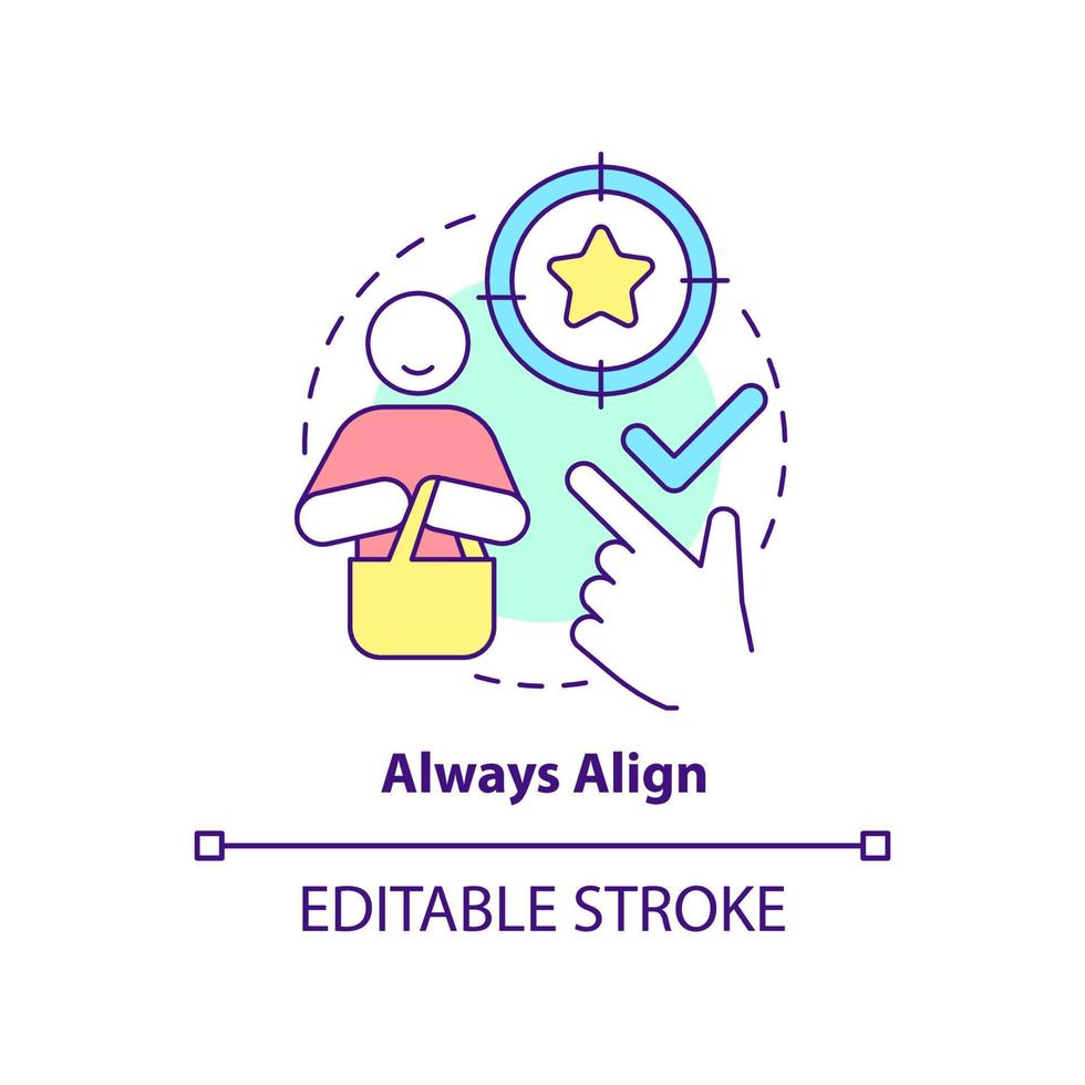 Always align concept icon. Component of communication abstract idea thin line illustration. Customer needs and wants. Isolated outline drawing. Editable stroke. vector