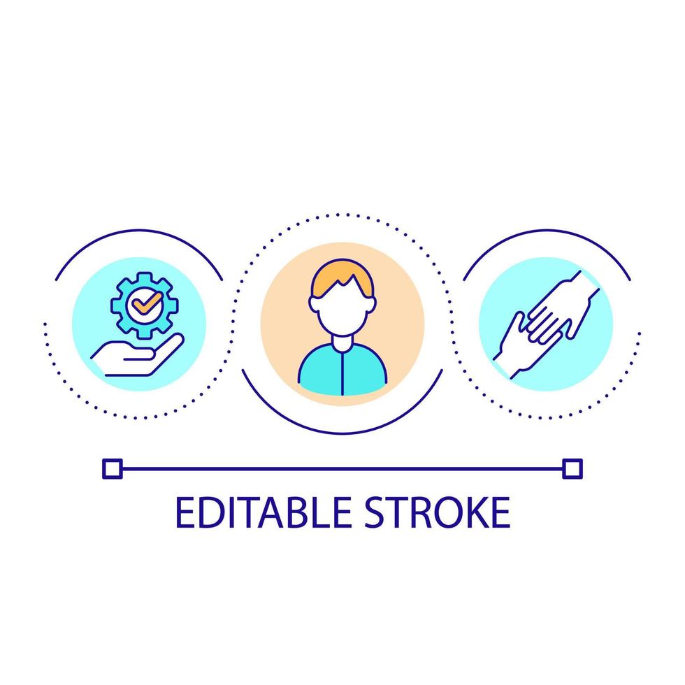 Supporting student wellbeing loop concept icon. Focusing on pupil wellness abstract idea thin line illustration. Mental health at school. Isolated outline drawing. Editable stroke. vector