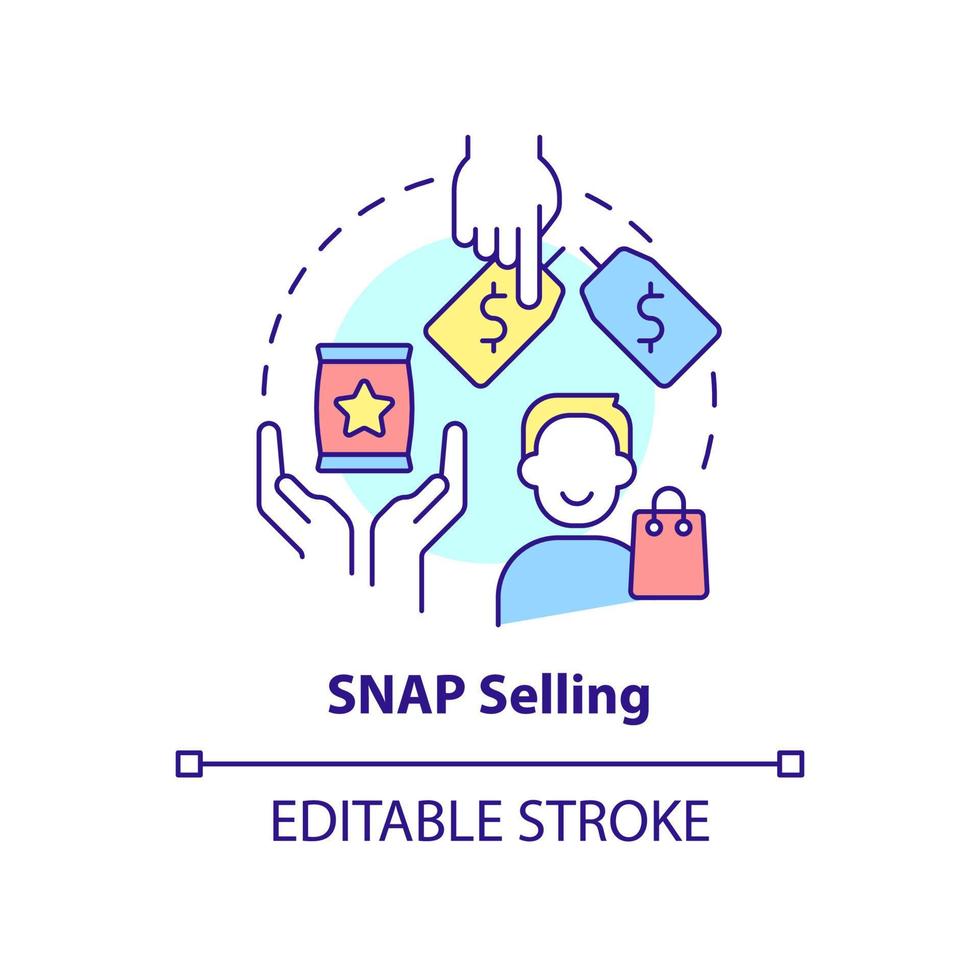 SNAP selling concept icon. Sales technique abstract idea thin line illustration. Selling products to modern buyers. Isolated outline drawing. Editable stroke. vector