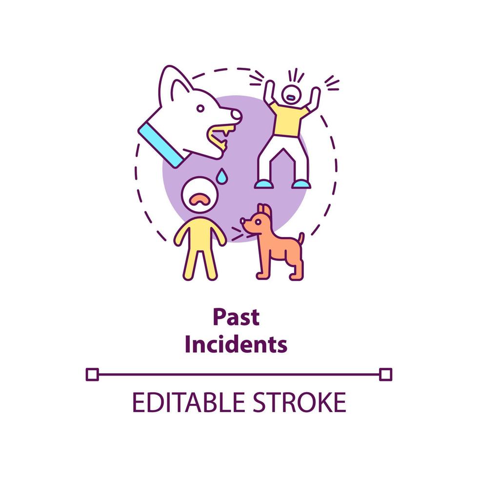 Past incidents concept icon. Traumatic experience anxiety. Phobia cause abstract idea thin line illustration. Isolated outline drawing. Editable stroke. vector