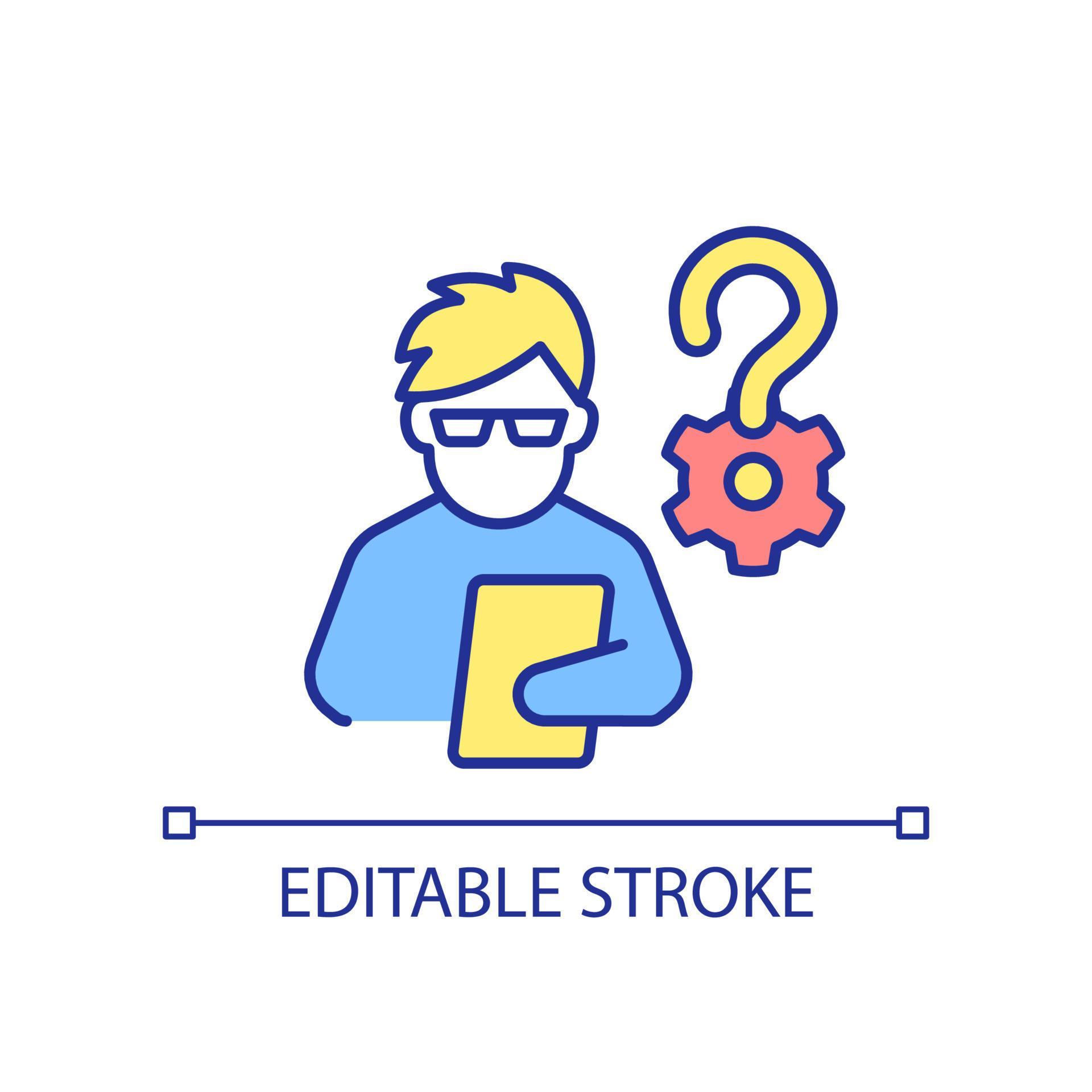 Technical specialist RGB color icon. Hardware requirements. Computer