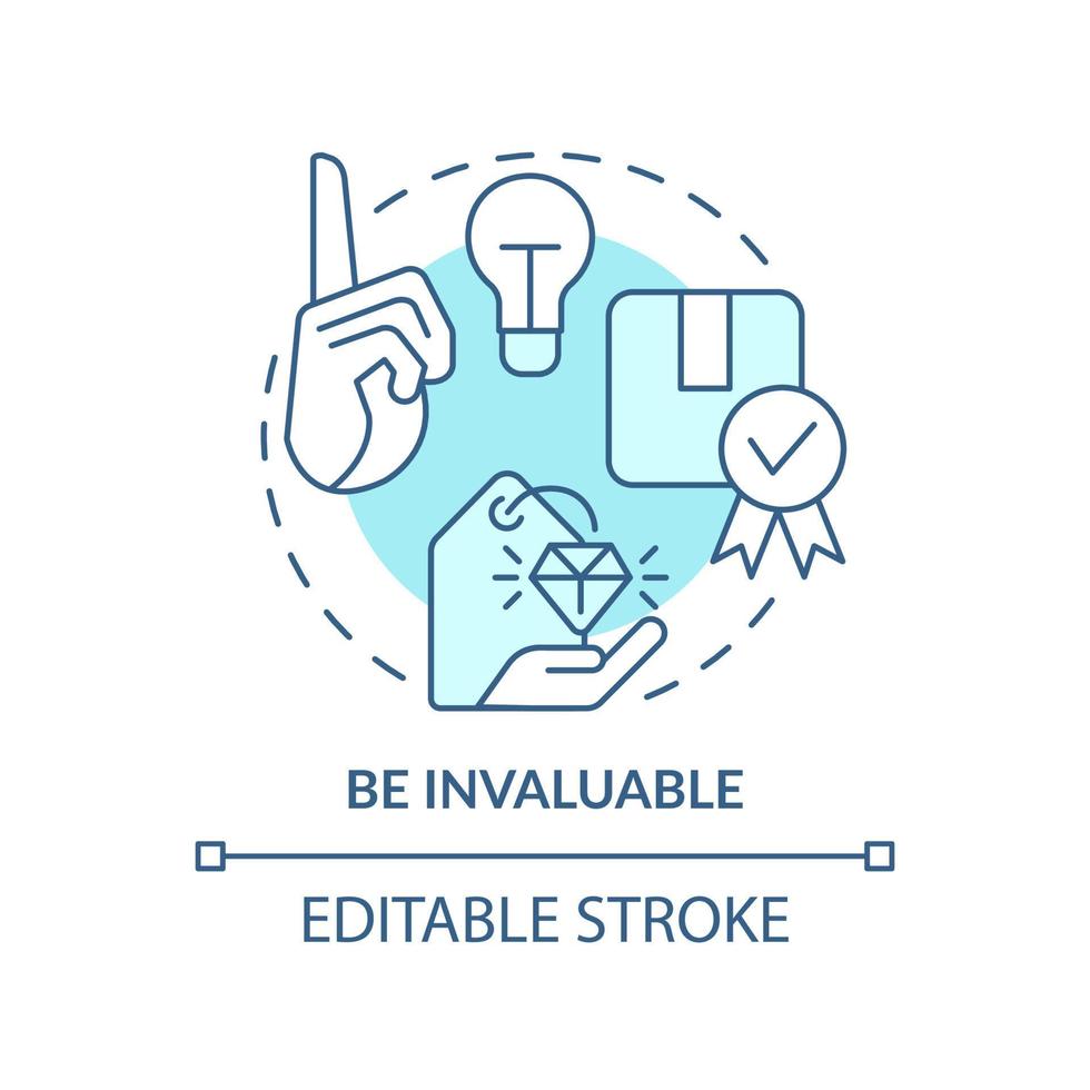 Be invaluable turquoise concept icon. Communication part abstract idea thin line illustration. Dependable salesperson. Isolated outline drawing. Editable stroke. vector