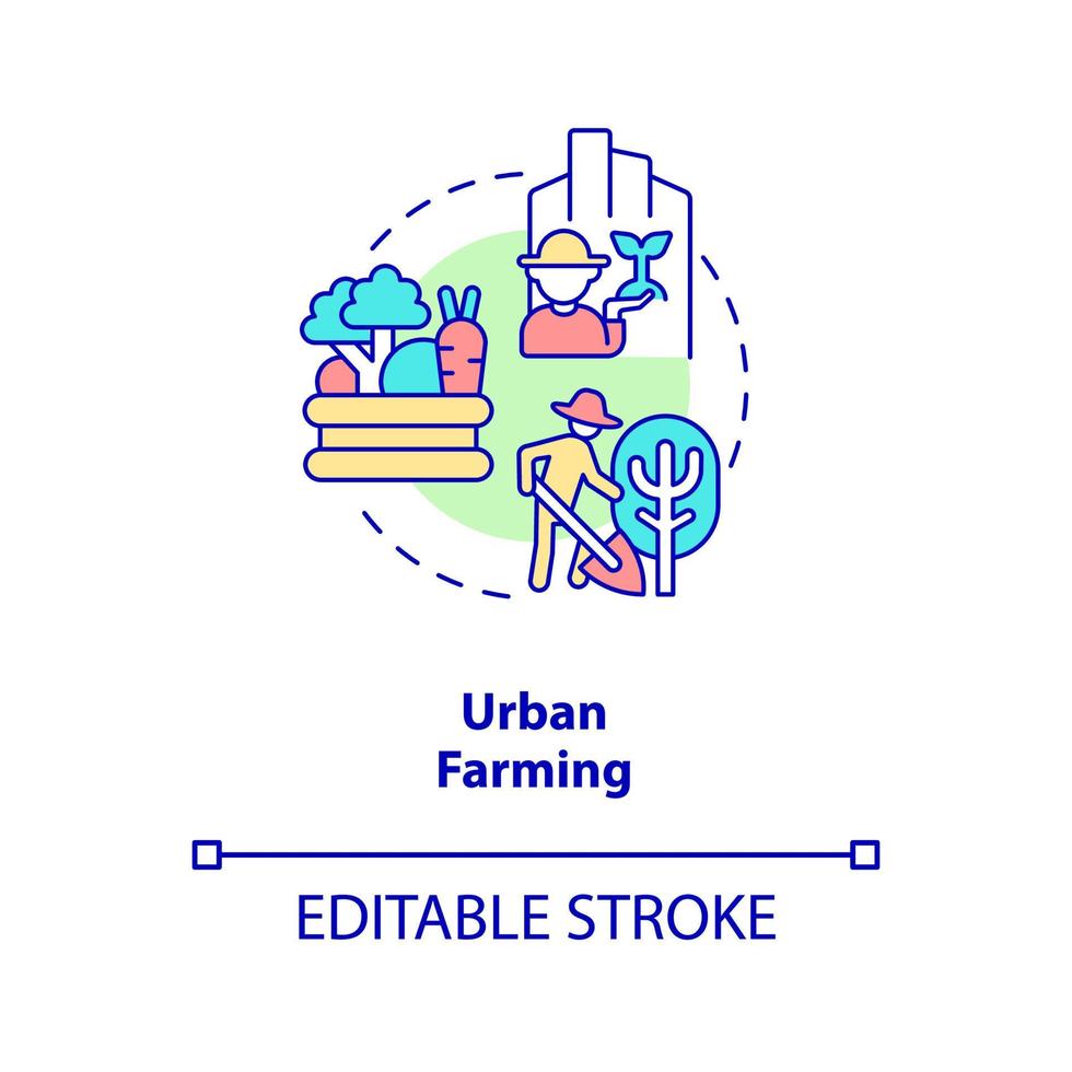 Urban farming concept icon. Water and biodiversity in green urbanism abstract idea thin line illustration. Agriculture. Isolated outline drawing. Editable stroke. vector