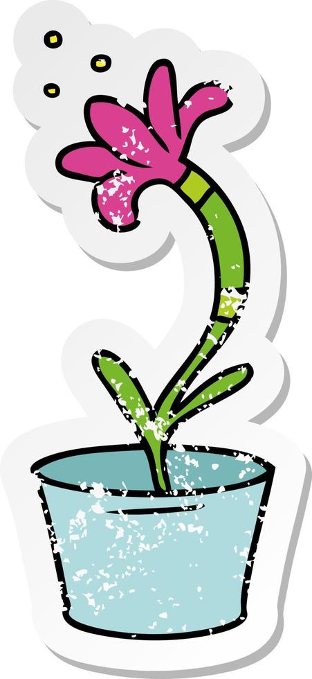 distressed sticker cartoon doodle of a house plant vector