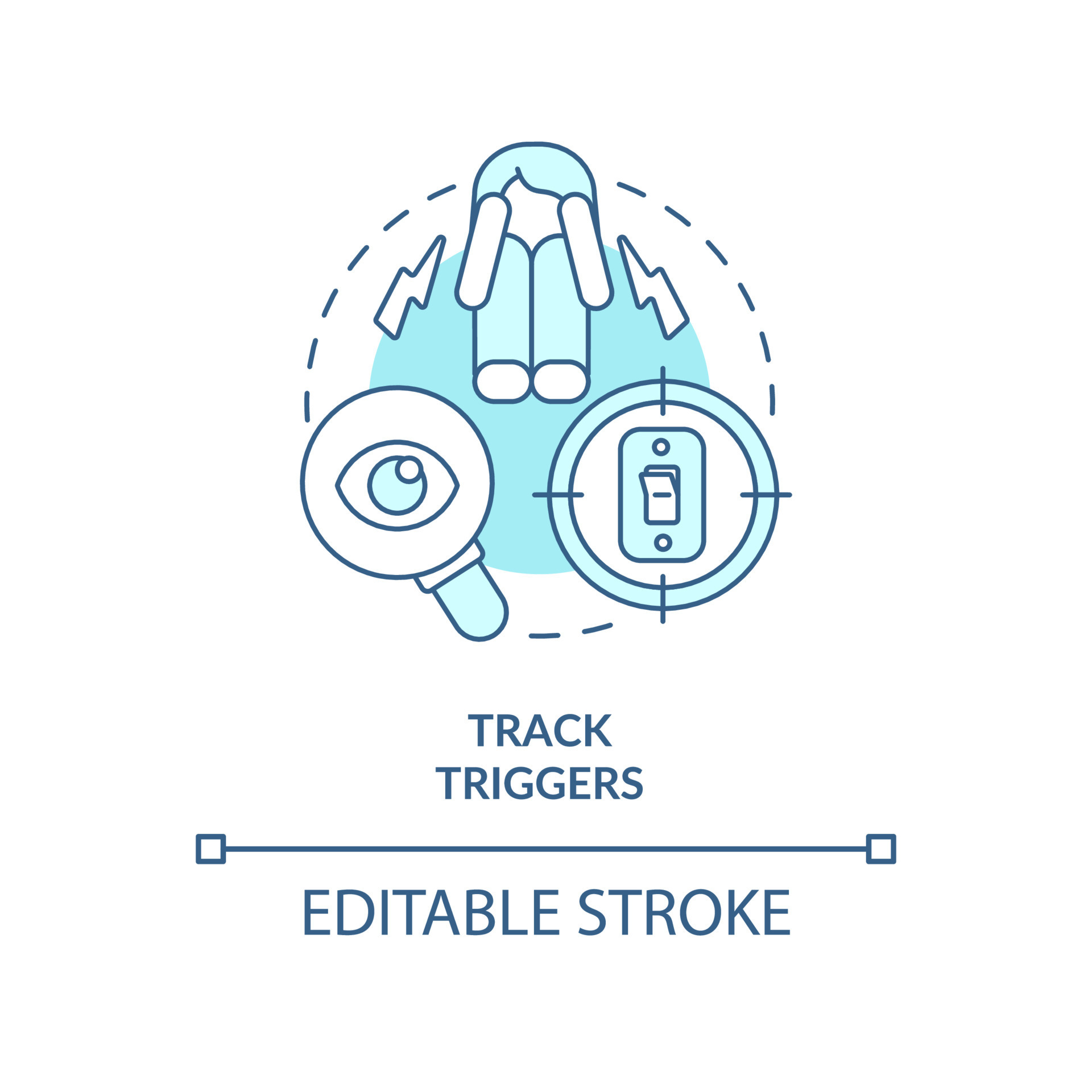 Track triggers turquoise concept icon. Before appointment with ...