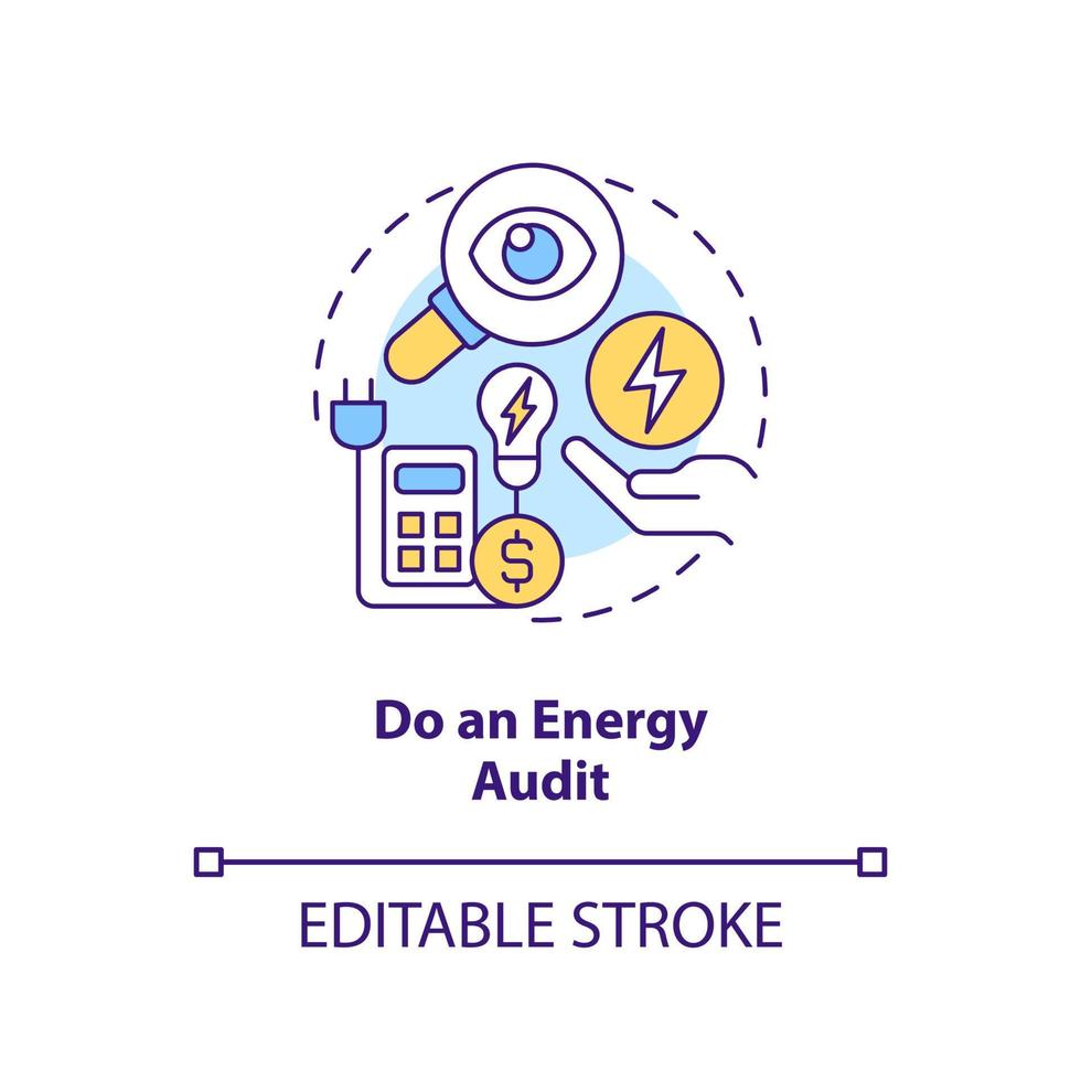 Do energy audit concept icon. Company expenses. Energy efficiency at work abstract idea thin line illustration. Isolated outline drawing. Editable stroke. vector