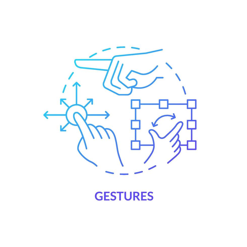 Gestures blue gradient concept icon. Behavioral measurement abstract idea thin line illustration. Hand movements recognition. Authentication method. Isolated outline drawing. vector