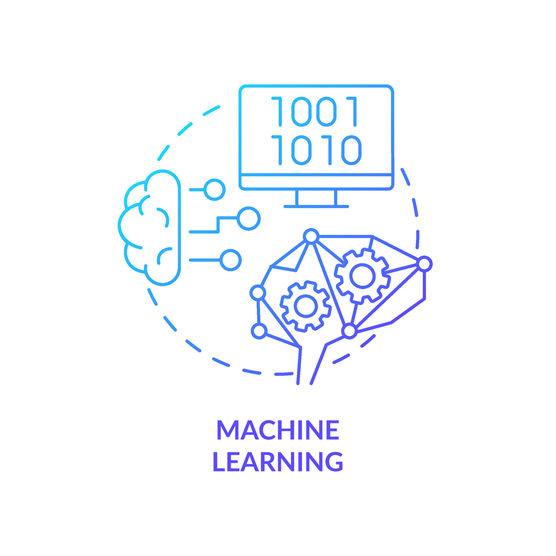 Machine learning blue gradient concept icon. Defining augmented ...