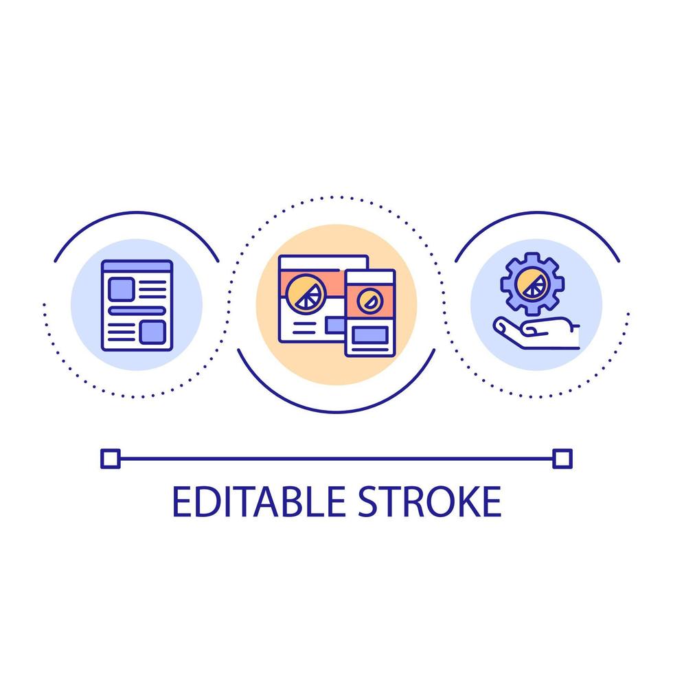 Creating brand awareness loop concept icon. Business website abstract idea thin line illustration. Using social media for advertising. Isolated outline drawing. Editable stroke. vector