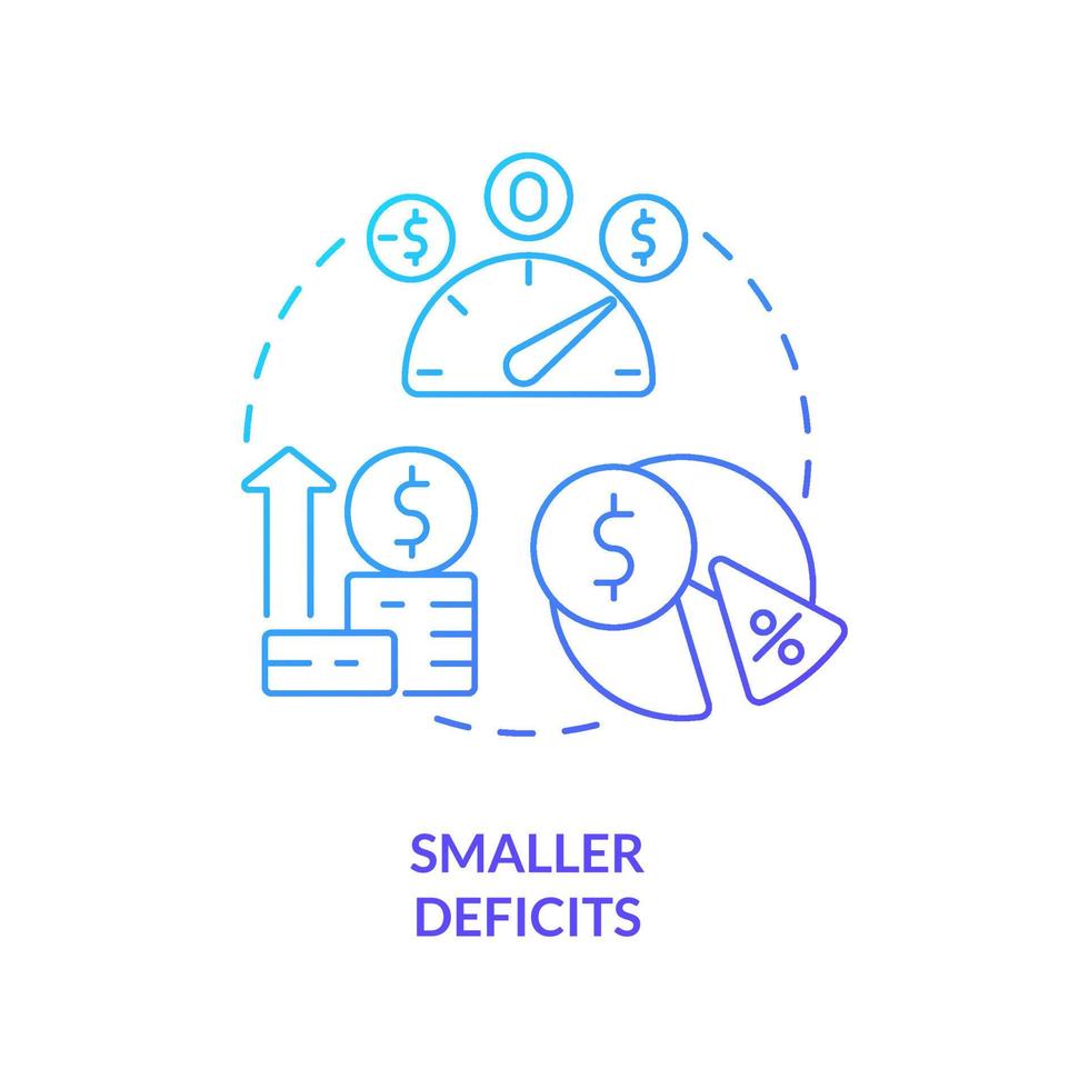Smaller deficits blue gradient concept icon. Avoid shortfall and shortage. Balanced budget requirement abstract idea thin line illustration. Isolated outline drawing. vector