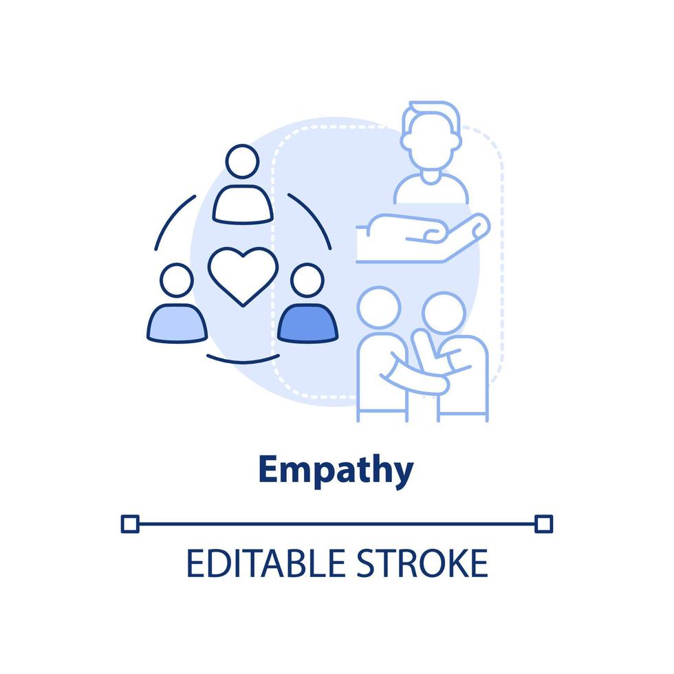 Empathy light blue concept icon. Soft skill for career success abstract idea thin line illustration. Sharing feelings. Isolated outline drawing. Editable stroke. vector