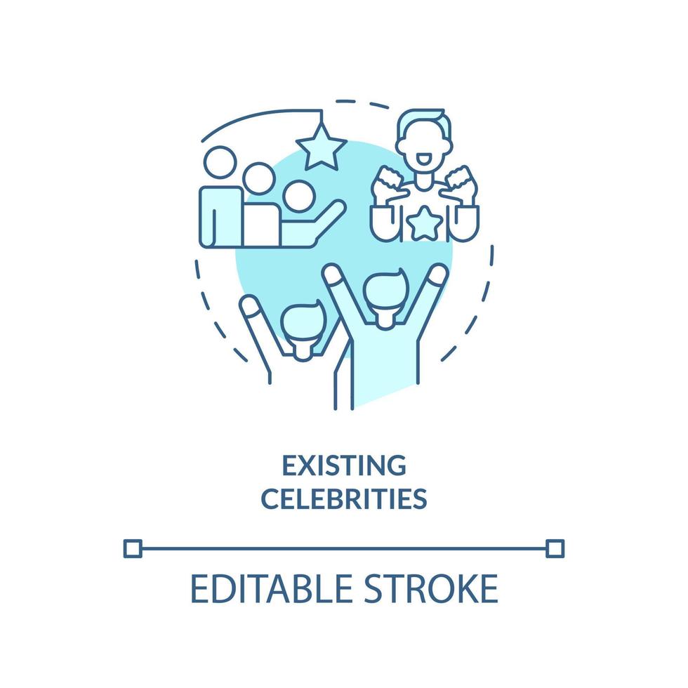 Existing celebrities turquoise concept icon. Popular person. Type of creators abstract idea thin line illustration. Isolated outline drawing. Editable stroke. vector