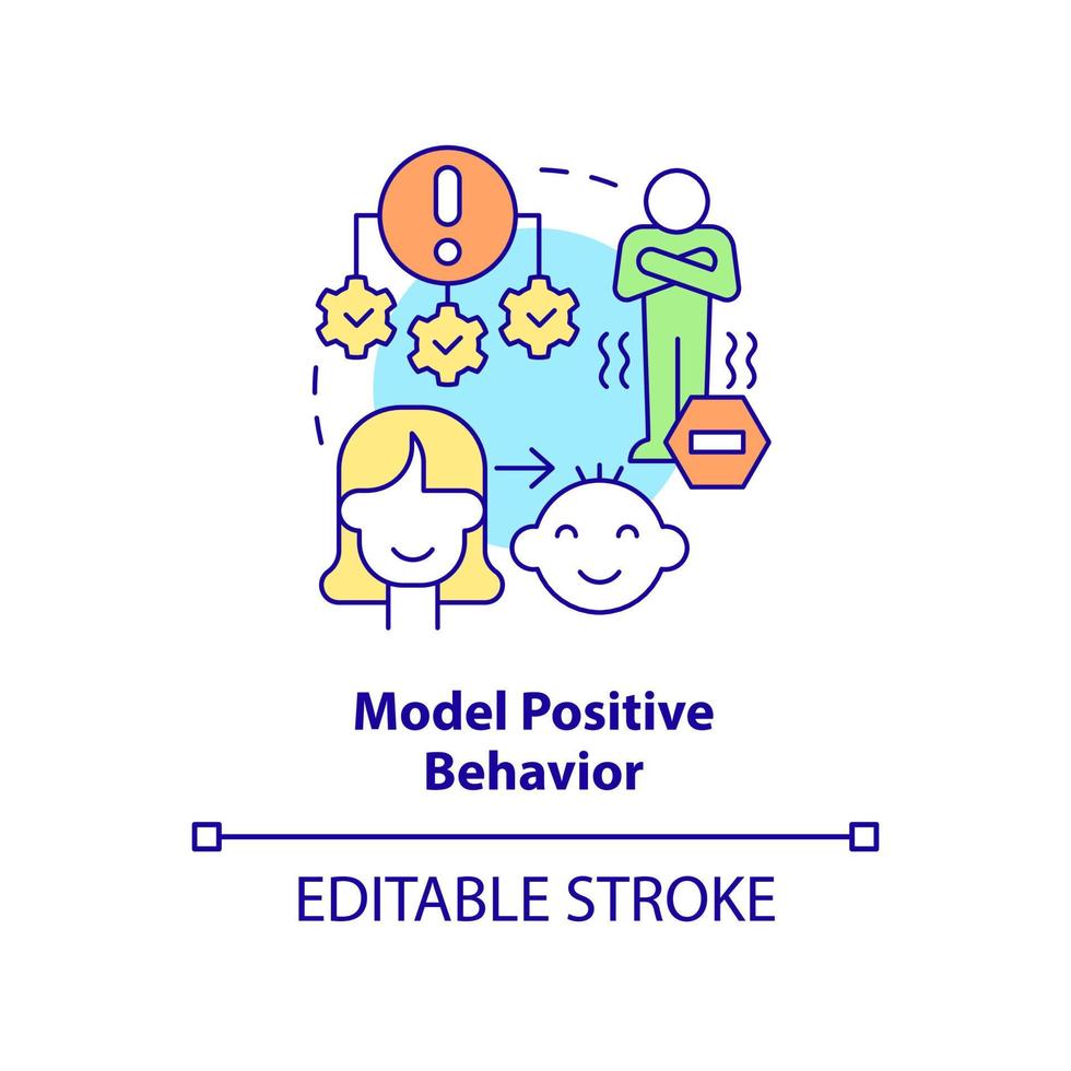 Model positive behavior concept icon. Show how to overcome fear ...