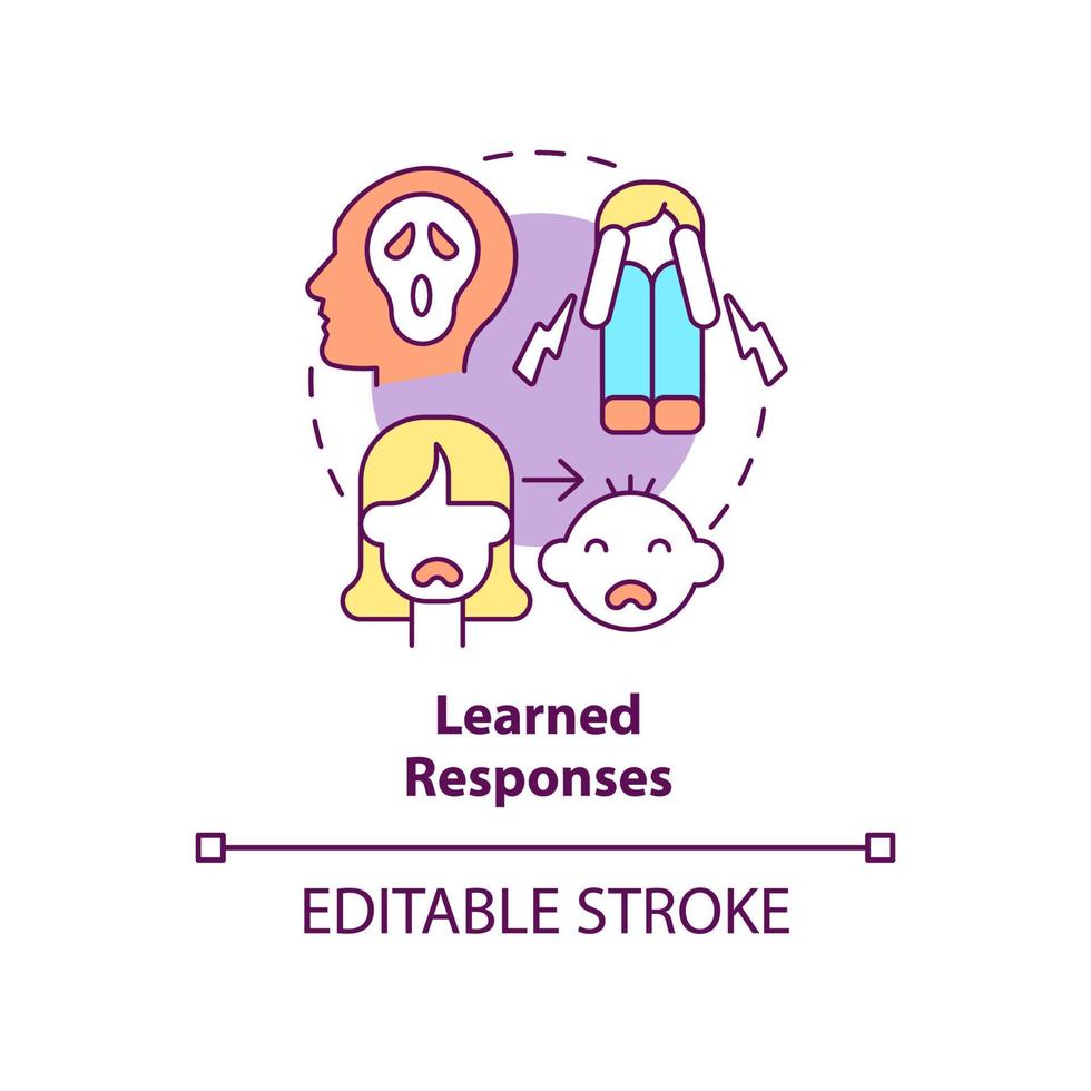 Learned responses concept icon. Childhood environment. Phobia cause abstract idea thin line illustration. Isolated outline drawing. Editable stroke. vector