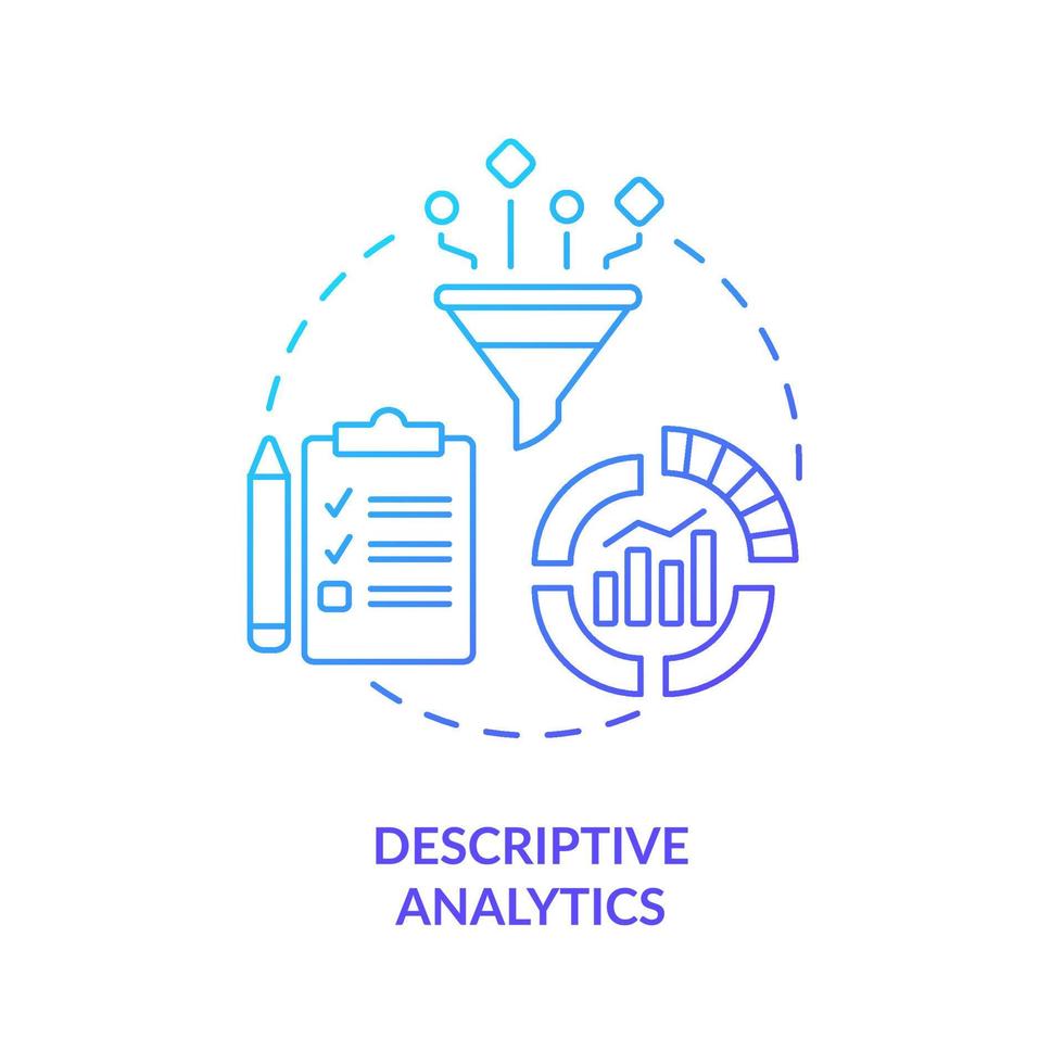 icono de concepto de gradiente azul de análisis descriptivo. tipo de análisis de negocios idea abstracta ilustración de línea delgada. Datos estadísticos. dibujo de contorno aislado. vector