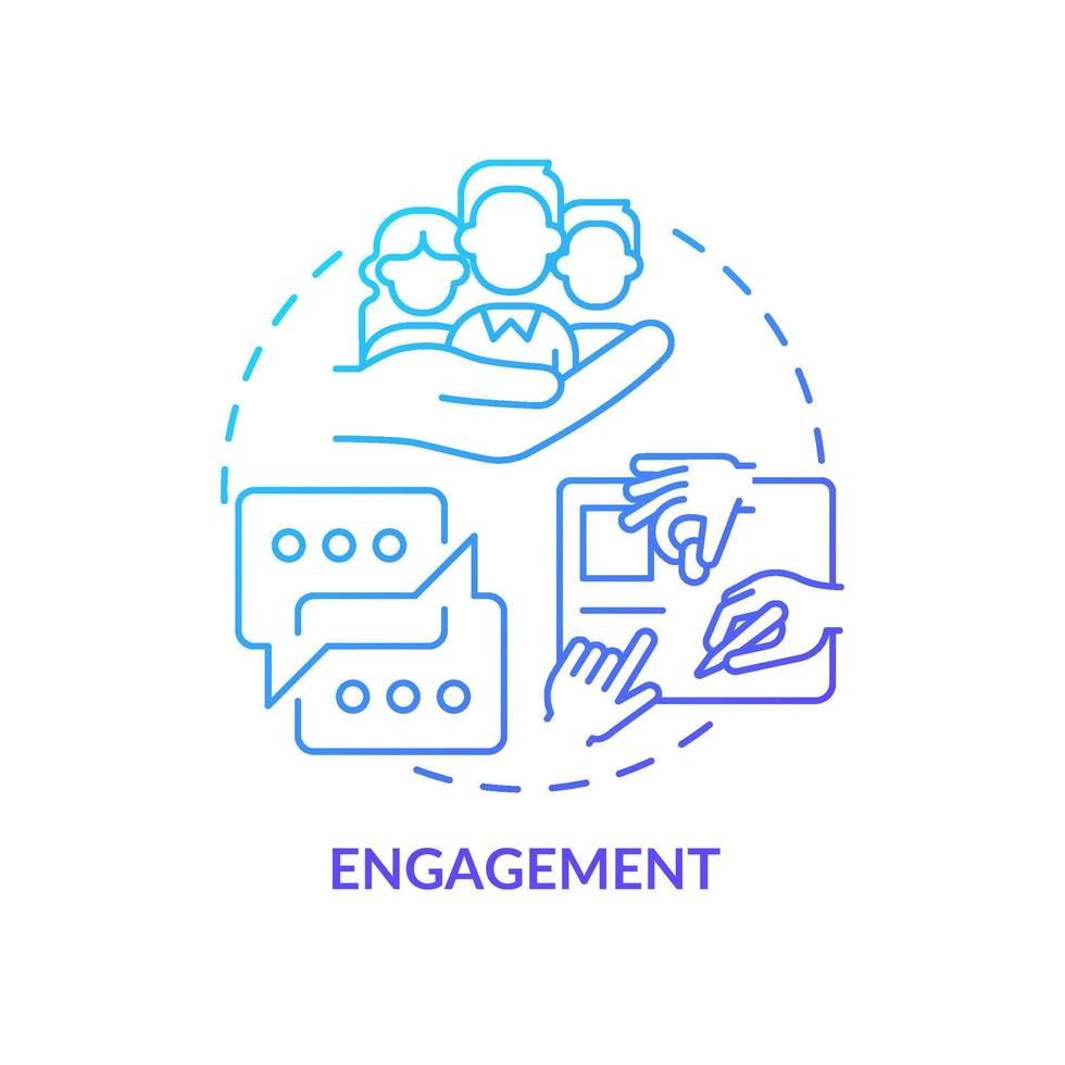Engagement blue gradient concept icon. Build connection. Motivation. Developing onboarding process abstract idea thin line illustration. Isolated outline drawing. vector