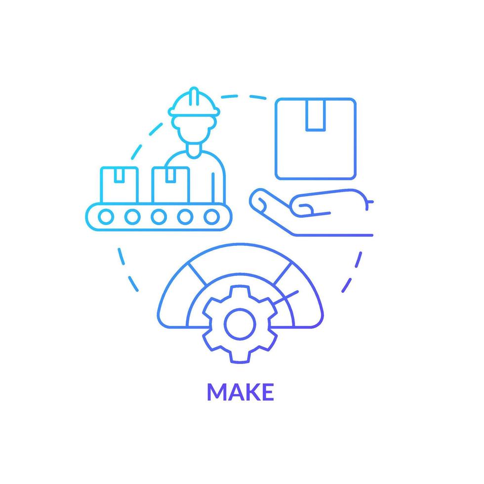 Make blue gradient concept icon. Manufacturing process. Component of supply chain management abstract idea thin line illustration. Isolated outline drawing. vector