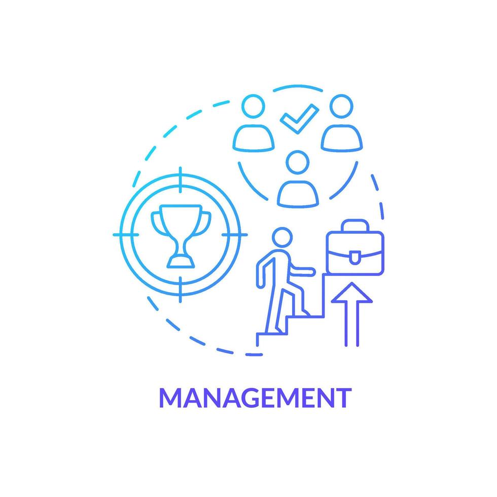 Management blue gradient concept icon. Factor that affect workplace culture abstract idea thin line illustration. Career growth progress. Isolated outline drawing. vector