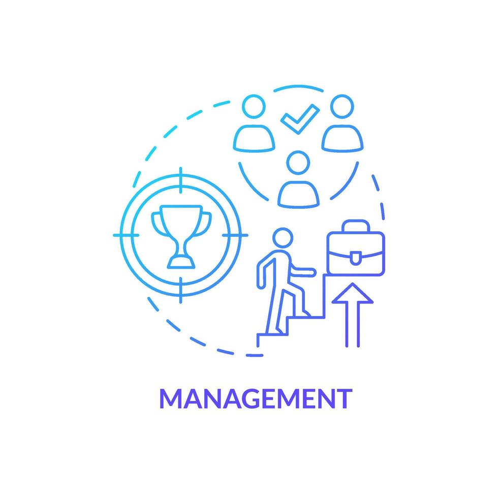 Management blue gradient concept icon. Factor that affect workplace culture abstract idea thin line illustration. Career growth progress. Isolated outline drawing. vector