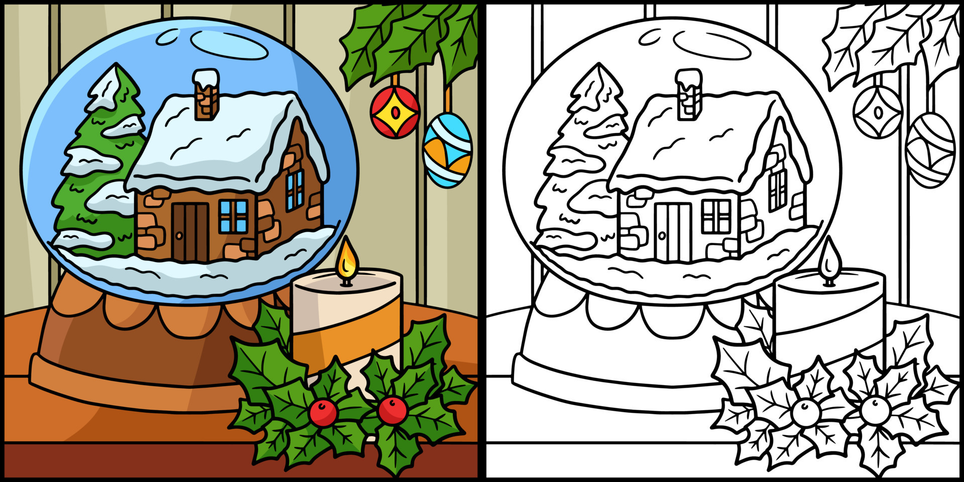 Christmas Snow Globe Coloring Page Illustration 11415604 Vector Art at