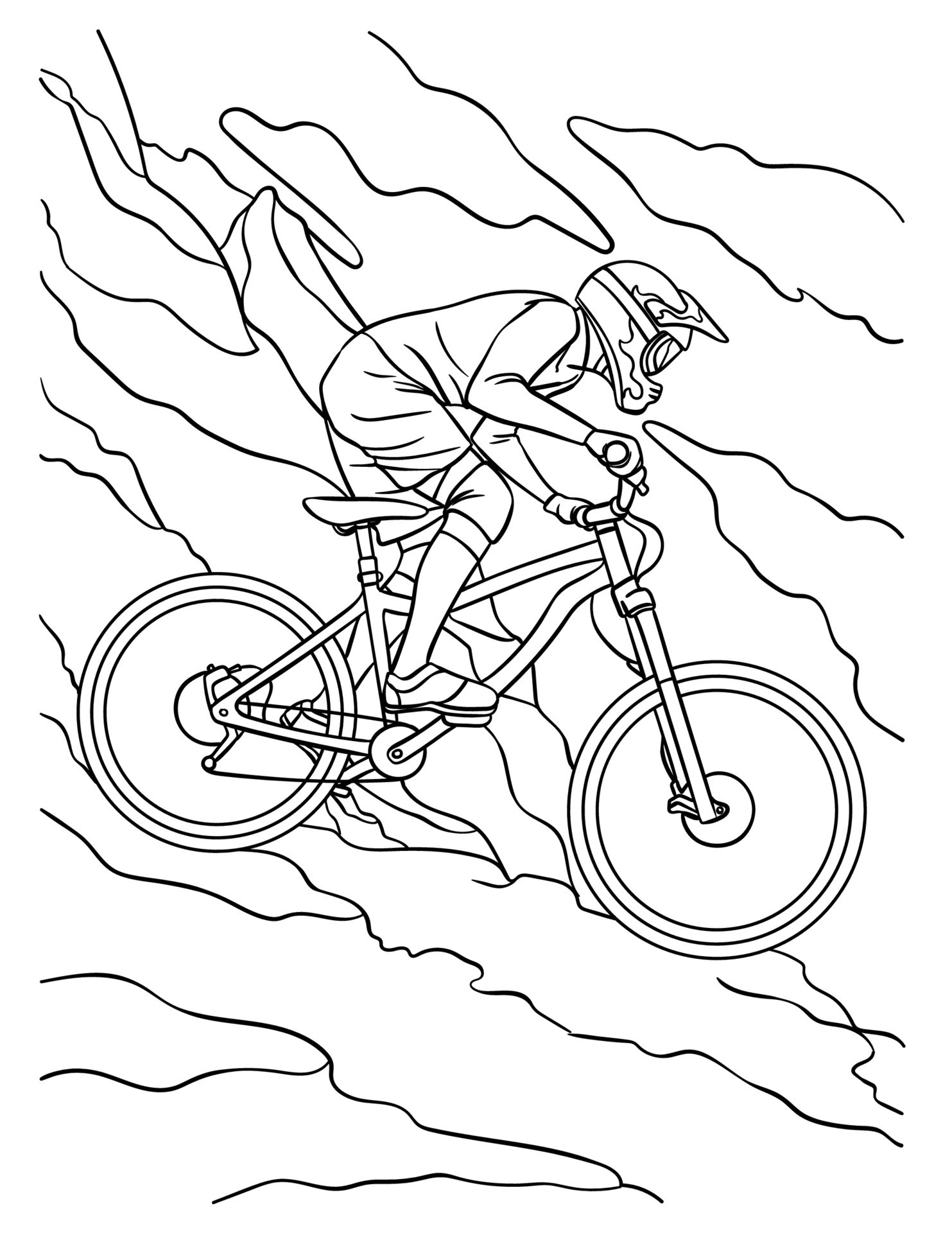 Mountain Biker Coloring Page for Kids 11415609 Vector Art at Vecteezy
