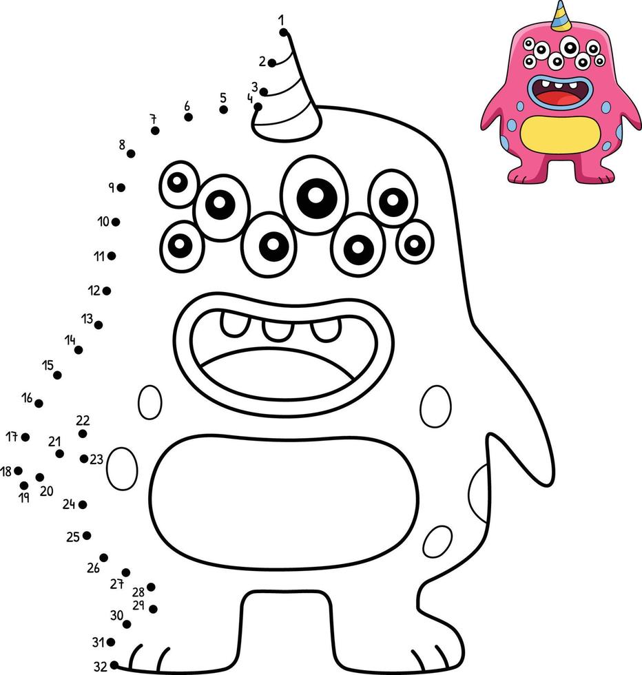 Dot to Dot Monster With Multiple Eyes Isolated vector