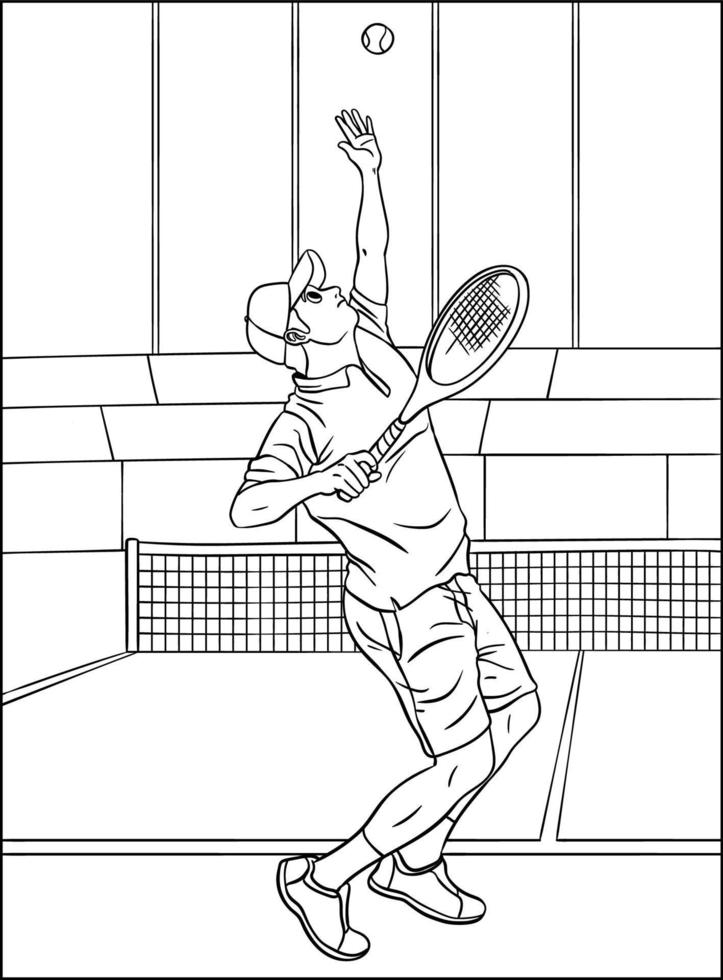 Tennis Coloring Page for Kids vector