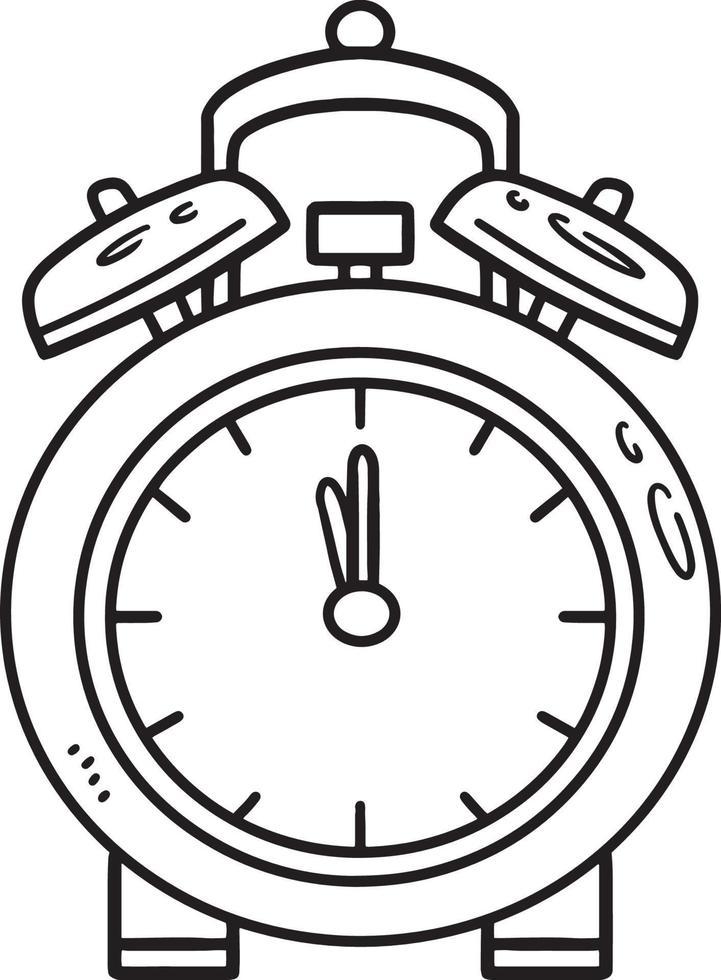 Alarm Clock Isolated Coloring Page vector